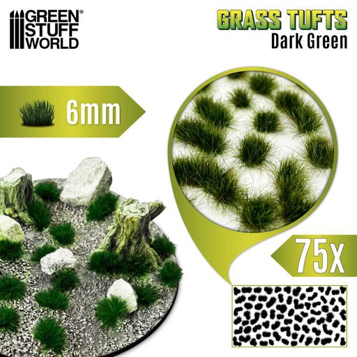 [ GSW10668 ] Green stuff world Static Grass Tufts 6 mm - Dark Green