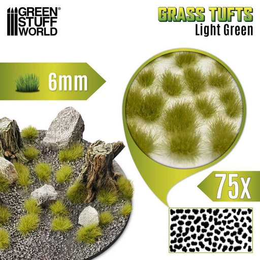 [ GSW10674 ] Green stuff world Static Grass Tufts 6 mm - Light Green