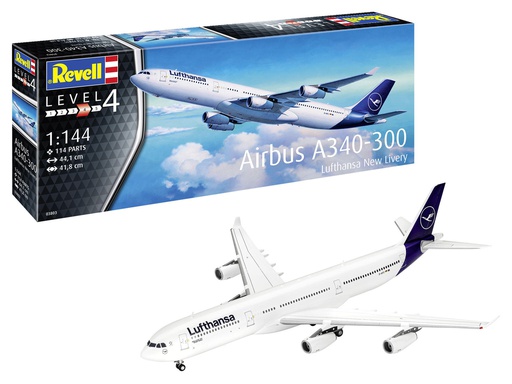 [ RE03803 ] Revell Airbus A340-300 &quot;Lufthansa&quot; New Livery 1/144
