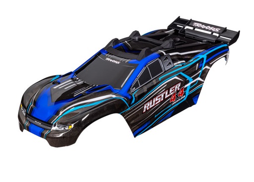 [ TRX-6740-BLUE ] Traxxas  Body, Rustler® 4X4, blue (painted, decals applied) (assembled with front & rear body mounts and rear body support for clipless mounting) trx6740-blue