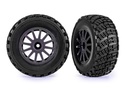 [ TRX-7473-GRAY ] Traxxas Tires & wheels, assembled, glued (gray wheels, gravel pattern tires, foam inserts) (2) (TSM® rated) - TRX7473-gray