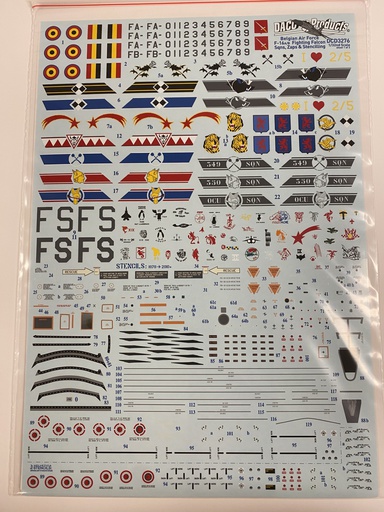 [ DACODCD3276 ] Daco Products Belgian Air Force F-16 A/B Fighting Falcon Sqns, Zaps & Stencilling 1/32