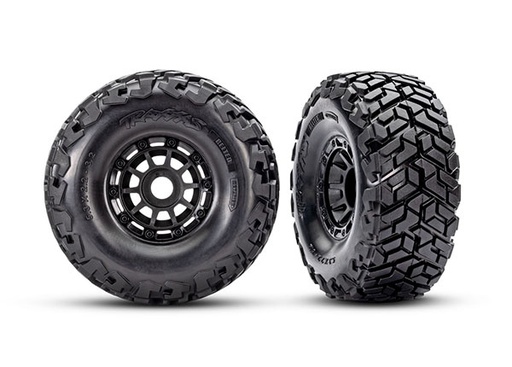 [ TRX-10272 ] Traxxas Tires & wheels, assembled, glued, left (1), right (1) (black wheels, Maxx Slash® belted tires, foam inserts) (17mm splined) (TSM® rated) - trx10272