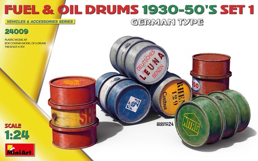 [ MINIART24009 ] Miniart Fuel & Oil Drums 1930-50's Set 1 1/24
