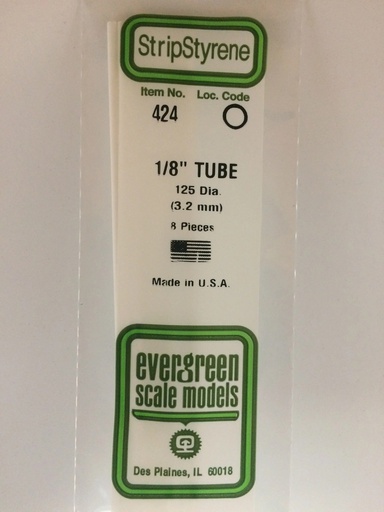 [ EG424 ] Evergreen styrene buis 1/8"  3.2x610mm 8 pcs