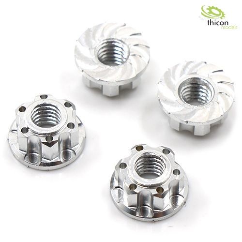 [ THICON-20054 ] Schaal-wielmoeren alu zilver M4 (4st)