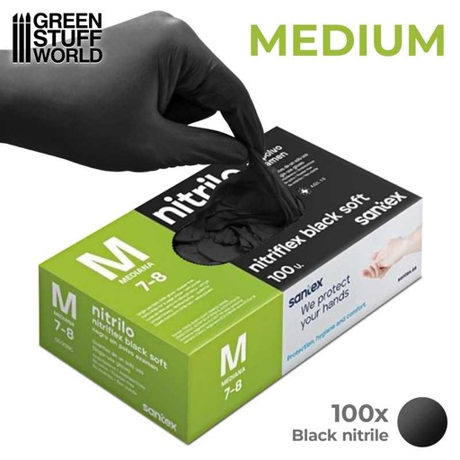 [ GSWGD20NC-M ] Green stuff world Black Nitrile Gloves - Medium