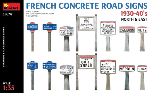 [ MINIART35674 ] Miniart French Concrete Road Signs 1930-40's 1/35