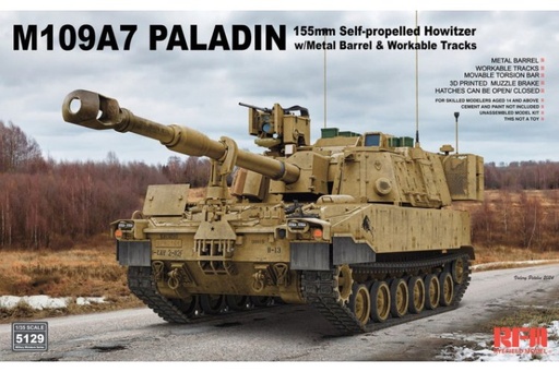 [ RFM5129 ] Ryefield model M109A7 Paladin 155 mm w/metal barrel & workable tracks 1/35
