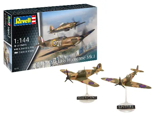 [ RE03771 ] Revell Supermarine Spitfire Mk.Ia & Hurricane Mk.I 1/144