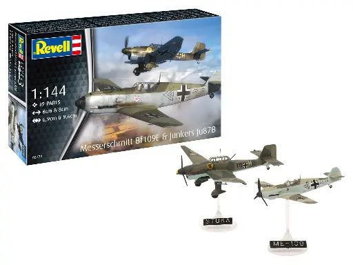 [ RE03770 ] Revell Messerschmitt Bf109E & Junkers Ju87B 1/144