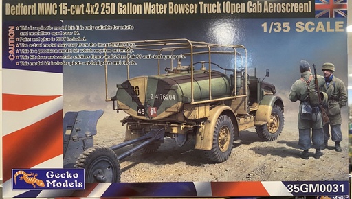 [ 35GM0031 ] Gecko Models Bedford MWC 15-cwt 4x2 250 Gallon Water Bowser Truck (Open Cab Aroscreen) 1/35