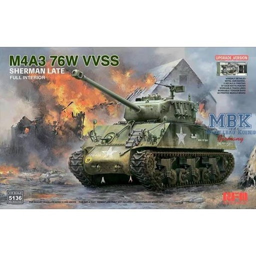 [ RFM5136 ] Ryefield Model M4A3 76W VVSS Sherman Late Upgrade Version Full Interior 1/35