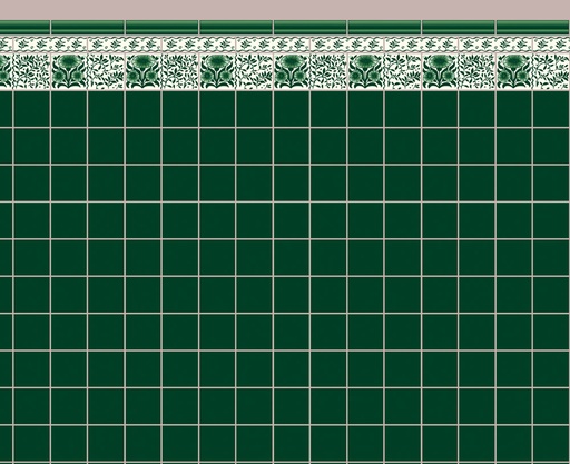 [ SAD5176 ] Streets Ahead Dollshouse Groen Tegelpapier A2