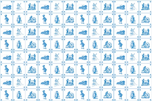 [ SAD8247 ] Streets Ahead Dollshouse Blauw Delfts Tegelpapier A2 60x43cm