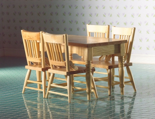 [ SAD2037 ] Streets Ahead Dollshouse Keukentafel met 4 Stoelen 