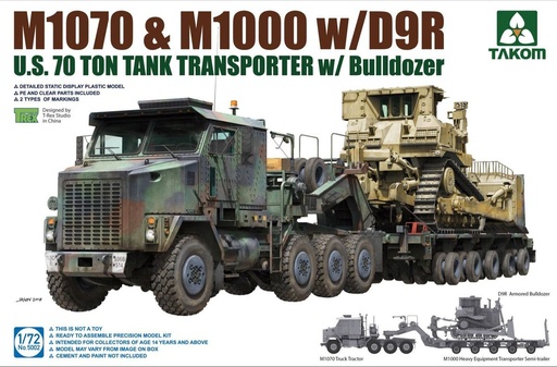[ TAKOM5002 ] Takom M1070 & M1000 w/D9R U.S. 70 Ton Tank Transporter w/ Bulldozer 1/72