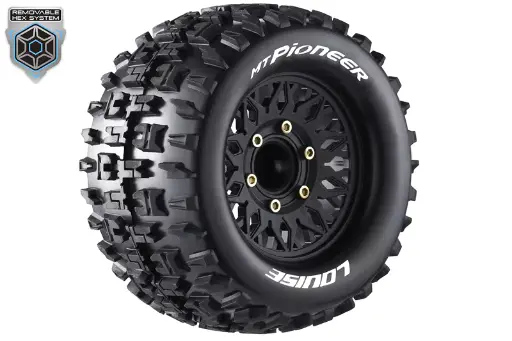 [ PROLR-T3202SX ] Louise RC - MT-PIONEER - 1/10 Monster Truck Tire Set - Removable HEX 12 narrow, 12 wide, 14, 17mm
