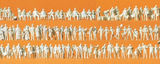 [ PRE79006 ] Preiser reizigers en passanten niet-geschilderd  1/160 schaal N