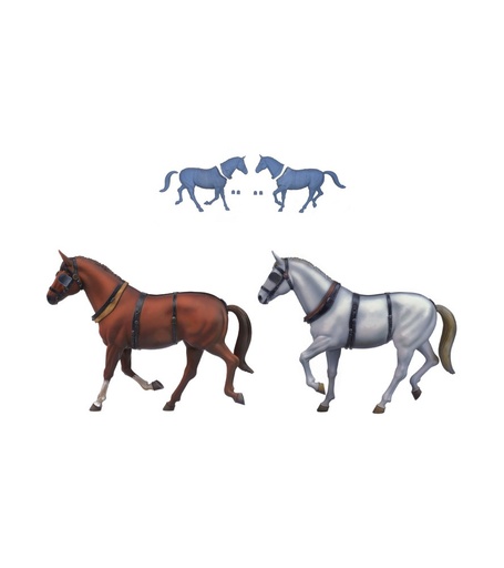 [ AL20345H ] Artesania Latina Set of 2 Resin Horses for StageCoach - 1:12 scale