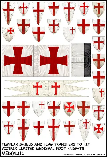 [ VICTRIXMED(VL)11 ] Victrix Knights Templar Shield & Flag Transfers