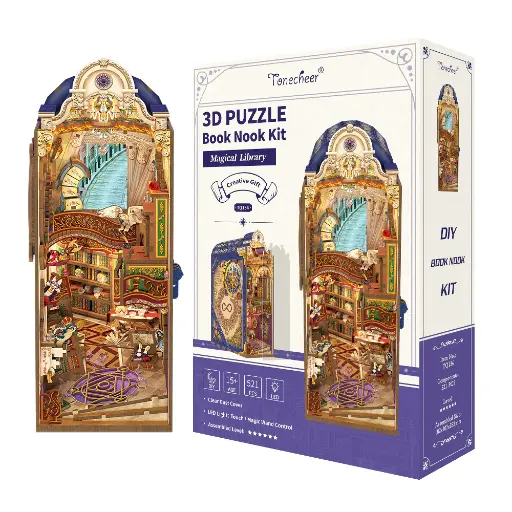 [ TONETQ134 ] Tonecheer 3D Puzzle Book Nook Kit Magical Library