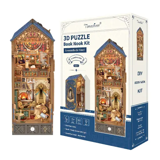 [ TONETQ135 ] Tonecheer 3D Puzzle Book Nook Kit Leonardo da Vinci