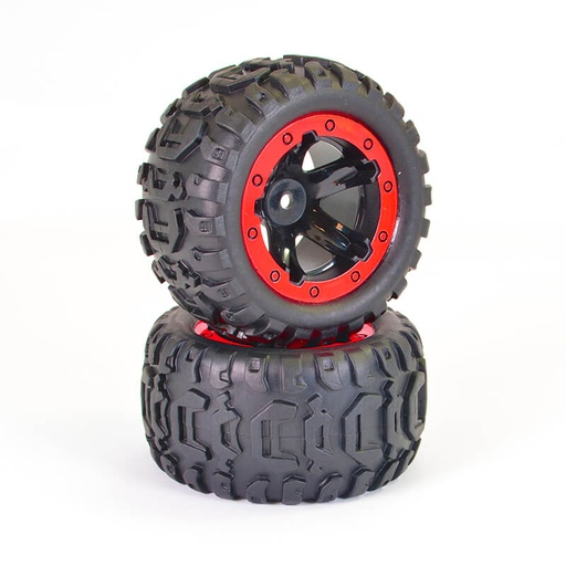 [ FTX9742R ] FTX TRACER MONSTER TRUCK RED WHEEL/TYRES COMPLETE (PR)
