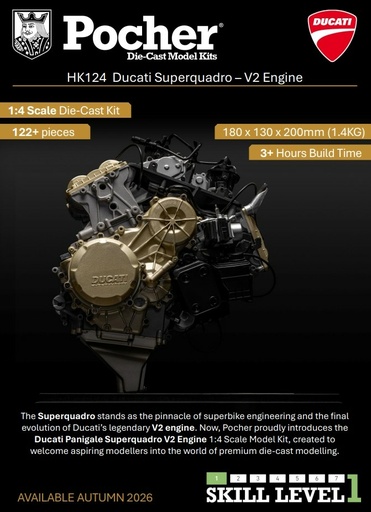 [ POHKM124 ] Pocher HKM124 Ducati Superquadro - V2 Engine - 1:4 Scale Kit - PRE-ORDER