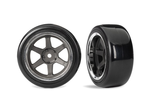 [ TRX-10576 ] Traxxas 1.9" Gray 6-Spoke Rear Wheels & Soft Drift Tires (2) - trx10576