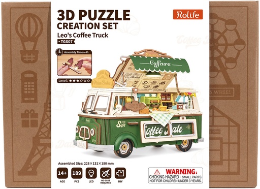 [ ROLIFETGS07 ] Rolife 3D Puzzle Creation Set Leo's Coffee Truck 