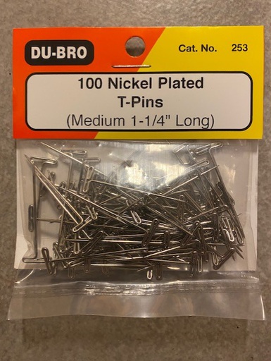 [ D253 ] Dubro nickelplated  T-pins / werknaalden