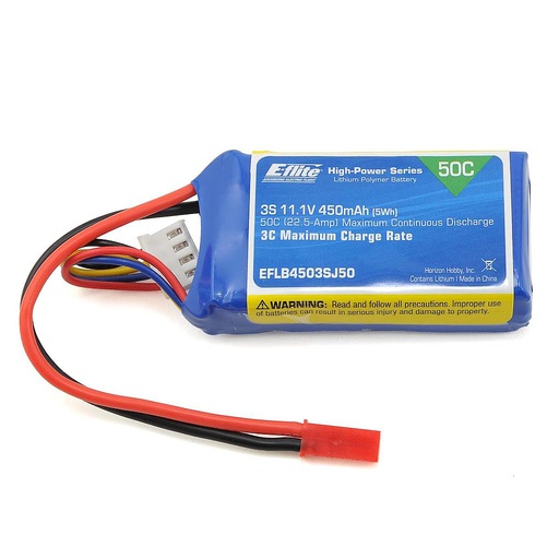 [ EFLB4503SJ50 ] 450mAh 3S 11.1V 50C LiPo, 18AWG JST 