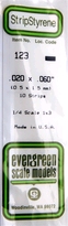 [ EG123 ] Evergreen styrene  strip 0.5 x1.5 x 350mm 10st