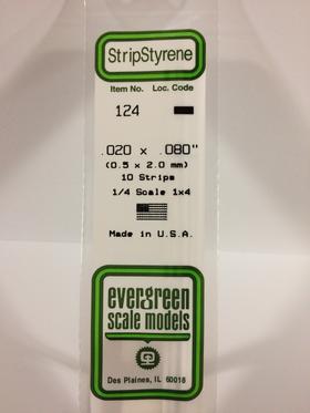 [ EG124 ] Evergreen styrene strip 0.5x2mmx350mm  (10s.)