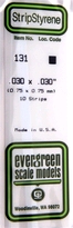 [ EG131 ] Evergreen styrene vierkant vol 0.75x0.75x350mm (10s.)