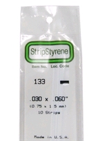[ EG133 ] Evergreen styrene strip  0.75x1.5x350mm 10st