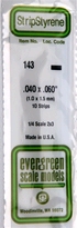 [ EG143 ] Evergreen styrene rechthoekig vol 1x1.5x350mm    10st