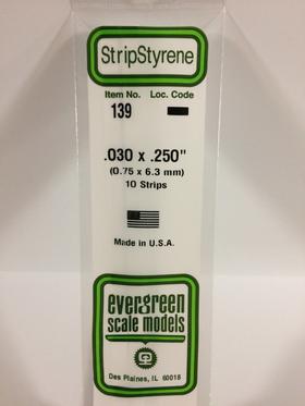 [ EG139 ] Evergreen styrene strip 0.75x6.3mmx360mm (10st.)  