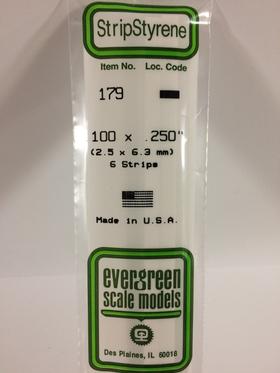 [ EG179 ] Evergreen styrene strip 2.5x6.3x350mm  (6st.)  