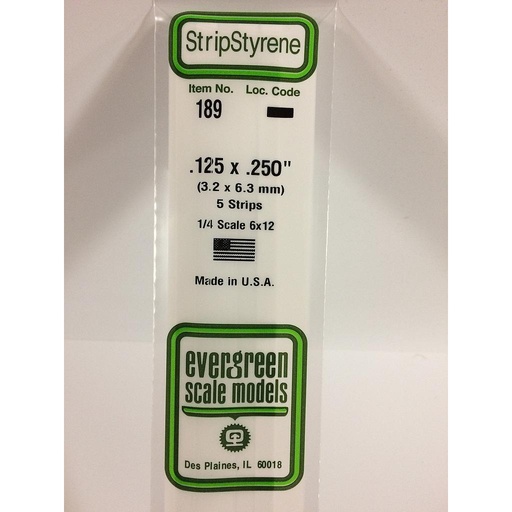 [ EG189 ] Evergreen styrene strip 3.2x6.3x350mm ( 5st.)