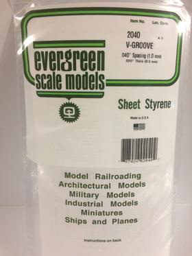 [ EG2040 ] Evergreen V-groef 1.0mm plaat  0.5x150x300mm 1st