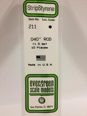 [ EG211 ] Evergreen styrene rond vol 1mmx350 mm (10st.)
