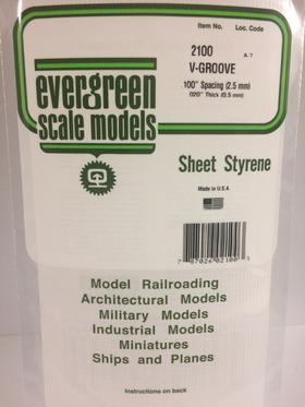 [ EG2100 ] Evergreen V-groef 2.5mm plaat 0.5x150x300mm 1st