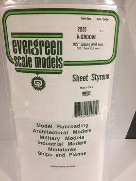[ EG2025 ] Evergreen V-groef 0.64mm plaat 0.5x150x300mm 1st