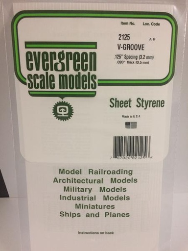 [ EG2125 ] Evergreen V-groef 3.2 mm plaat 0.5x150x300mm 1st