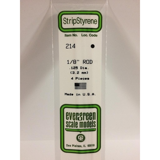 [ EG214 ] Evergreen styrene rond vol 3.2mm x 350mm (4st.)
