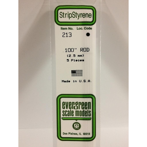 [ EG213 ] Evergreen styrene rond vol 2.5mm x 350mm (5st.)      