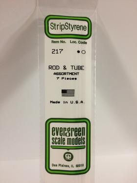 [ EG217 ] Evergreen styrene rond vol & buis assortiment  350mm 7 stuks