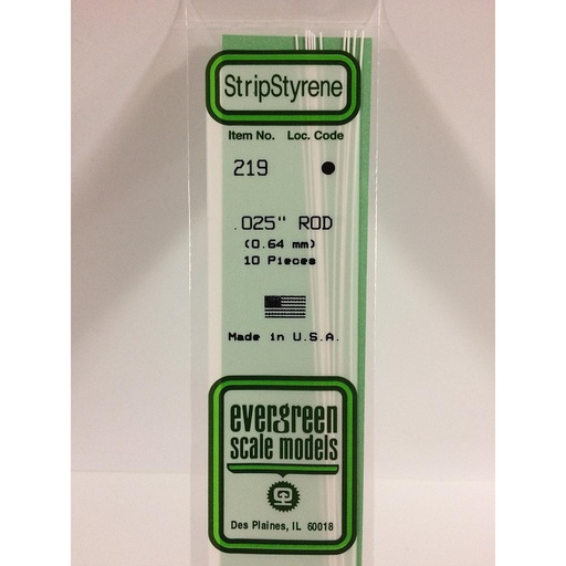 [ EG219 ] Evergreen styrene rond vol 0.6mm x 350mm (10st.)